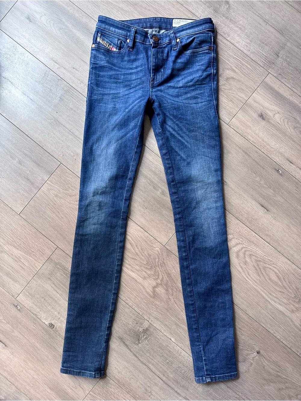 Diesel Women's 26 Blue Slim Skinny Jeans Stretch Grunge Y2K Cowhide Leather